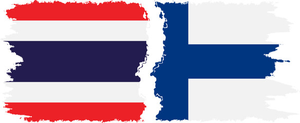 Finland and Thailand grunge flags connection vector