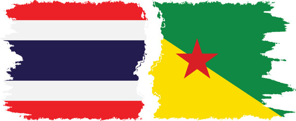 French Guiana and Thailand grunge flags connection vector