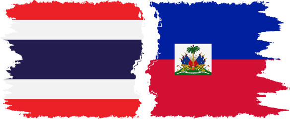 Haiti and Thailand grunge flags connection vector