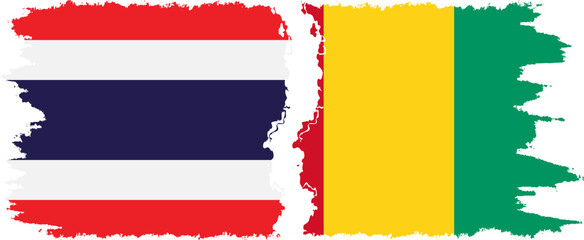 Guinea and Thailand grunge flags connection vector