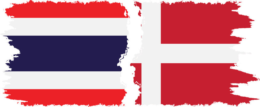 Denmark and Thailand grunge flags connection vector
