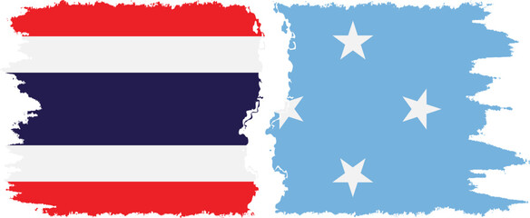 Federated States of Micronesia and Thailand grunge flags connection v - obrazy, fototapety, plakaty