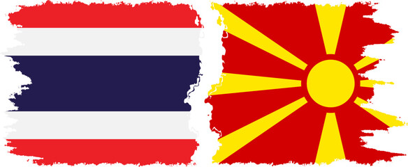 Obraz premium Northern Macedonia and Thailand grunge flags connection vector