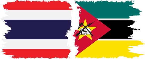 Mozambique and Thailand grunge flags connection vector