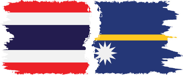 Nauru and Thailand grunge flags connection vector