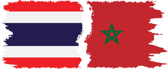 Morocco and Thailand grunge flags connection vector