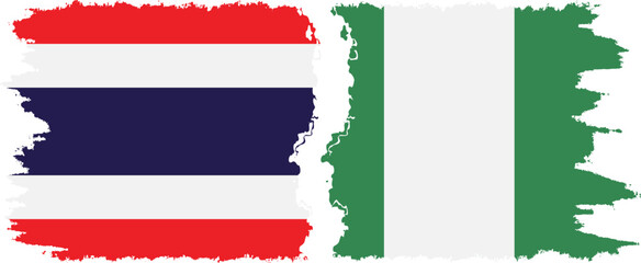 Nigeria and Thailand grunge flags connection vector