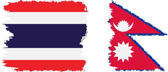 Nepal and Thailand grunge flags connection vector