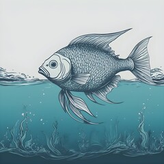 fish on a white background - obrazy, fototapety, plakaty