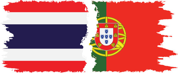 Portugal and Thailand grunge flags connection vector