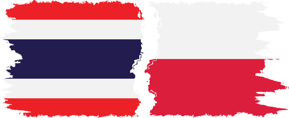 Poland and Thailand grunge flags connection vector