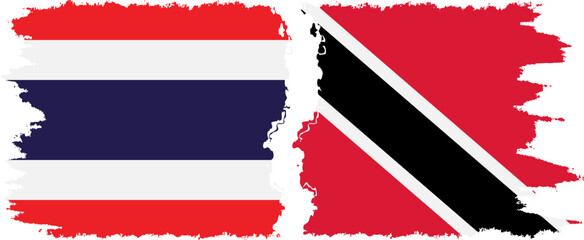 Trinidad and Tobago and Thailand grunge flags connection vector