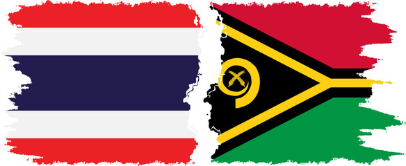Vanuatu and Thailand grunge flags connection vector