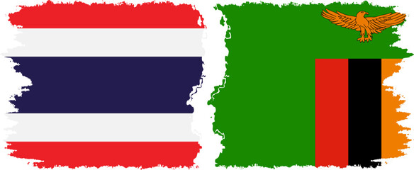 Zambia and Thailand grunge flags connection vector