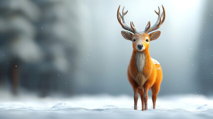 Naklejka na ściany i meble deer 3d rendering cartoon white background