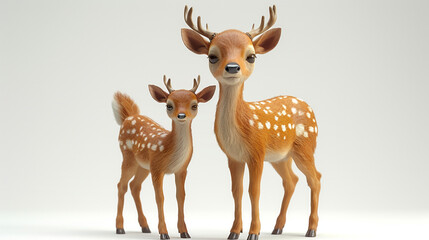 deer 3d rendering cartoon white background