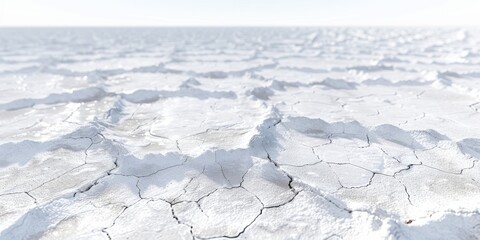 A salt flat texture, inspired by the vast Salar de Uyuni, with the ground cracked into hexagonal patterns and the horizon blending sky and earth created with Generative AI Technology