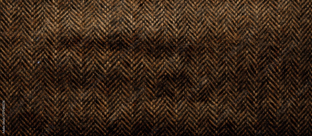 Poster close-up view of an intricate brown and black herringbone pattern, creating a stylish and sophistica