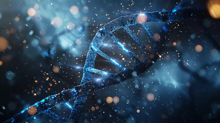 Abstract blue helix DNA structure.Medical technology concept.3D illustration - obrazy, fototapety, plakaty