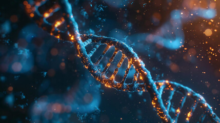 Abstract blue helix DNA structure.Medical technology concept.3D illustration