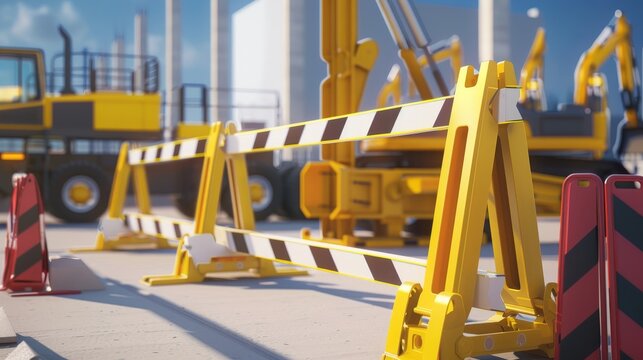 Safety barricade, Construction equipment conception, Images for advertisements and banners