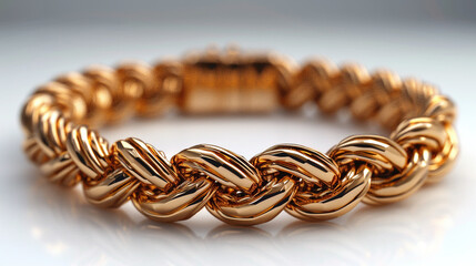 gold rope bracelet white background
