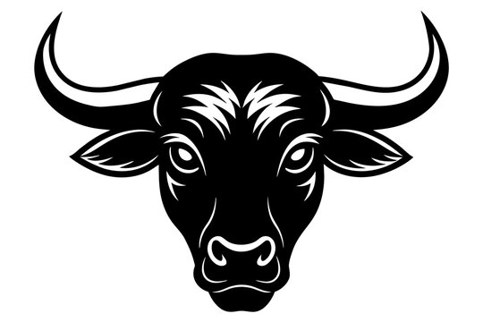 angry ox head silhouette vector art illustration