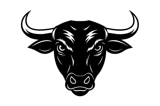  angry ox head silhouette vector art illustration