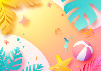 Colorful summer banner concept with copy space for advertisement