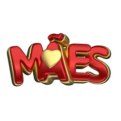 Mother's Day stamp 3d render in portuguese brazil
