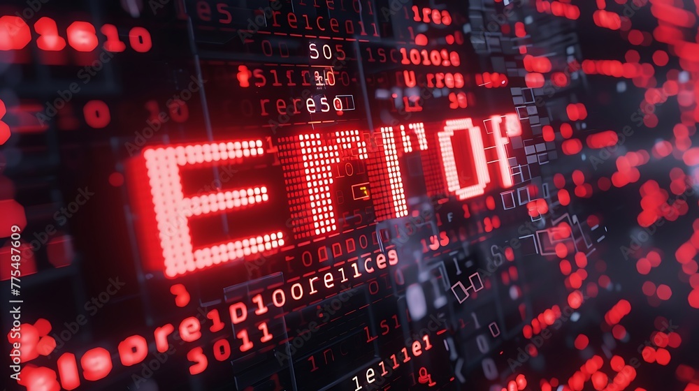 Poster red screen with code and inscription error