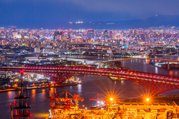 Fototapeta na wymiar 大阪咲洲庁舎コスモタワー展望台からの夜景