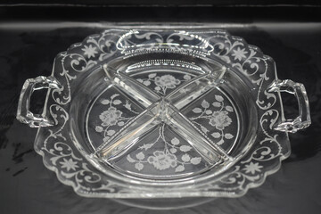 Etched Glass serving platter