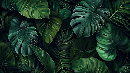 Tropical leaves background - obrazy, fototapety, plakaty