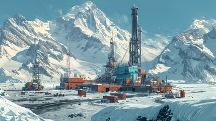 Miners Drilling Through Arctic Ice for Valuable Mineral Deposits