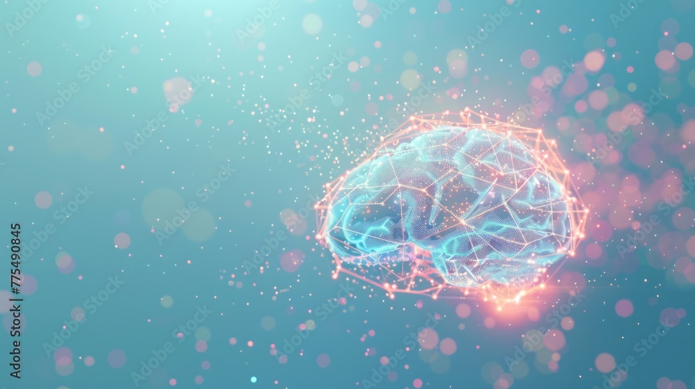 Aufkleber visualization of a human brain showcasing its complex network structure