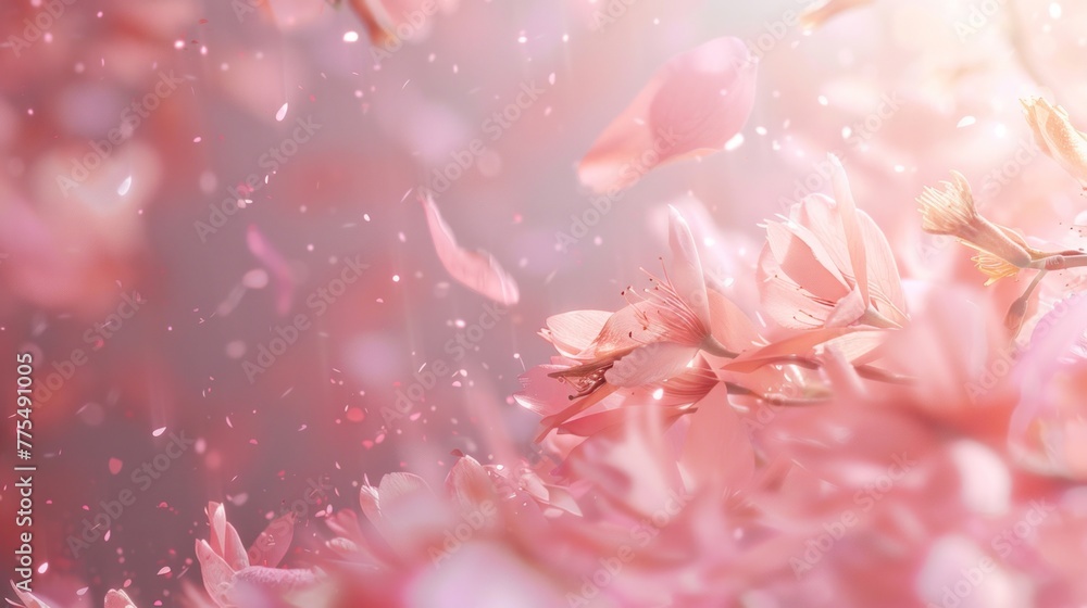 Poster A bunch of pink petals gracefully float in the air, creating a soft and elegant display
