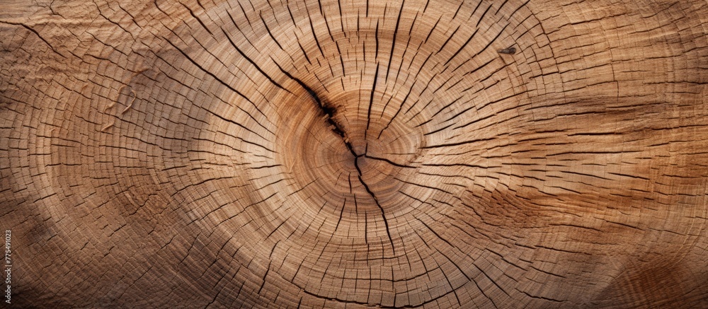 Poster detailed view of a thick tree trunk showing a prominent knot on its surface, highlighting the unique
