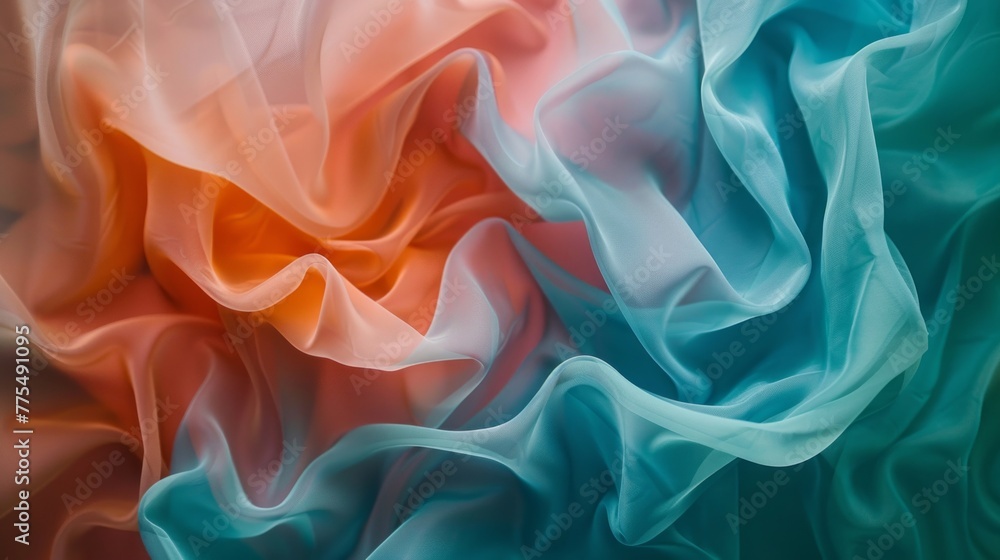 Poster detailed close-up shot of a vibrant and multicolored fabric with intricate patterns and textures
