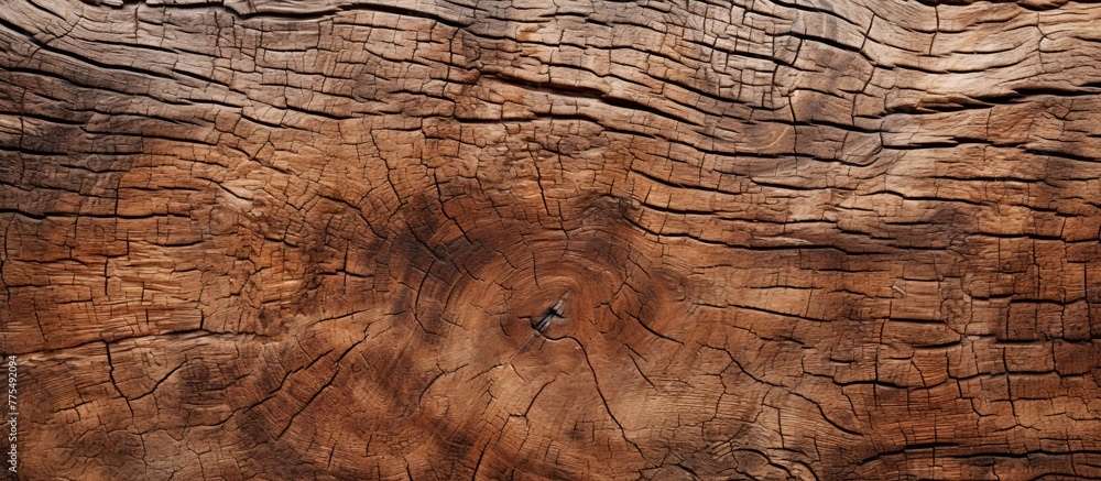 Aufkleber a detailed view showcasing a single piece of wood with a prominent knot in its grain, creating a uni