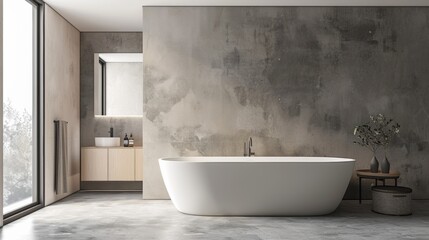 Luxurious modern bathroom with bathtub, Modern Design Interior.