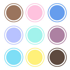 isolated multicolor circle set, a bundle of  simple circle buttons, transparency background png 