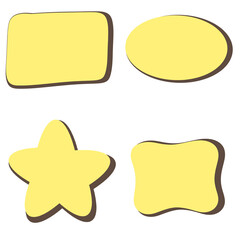 isolated multicolor shapes of watercolor brush style set of speech communication, bundle set of the abstract  text box, labels, button, highlighter transparency background png 