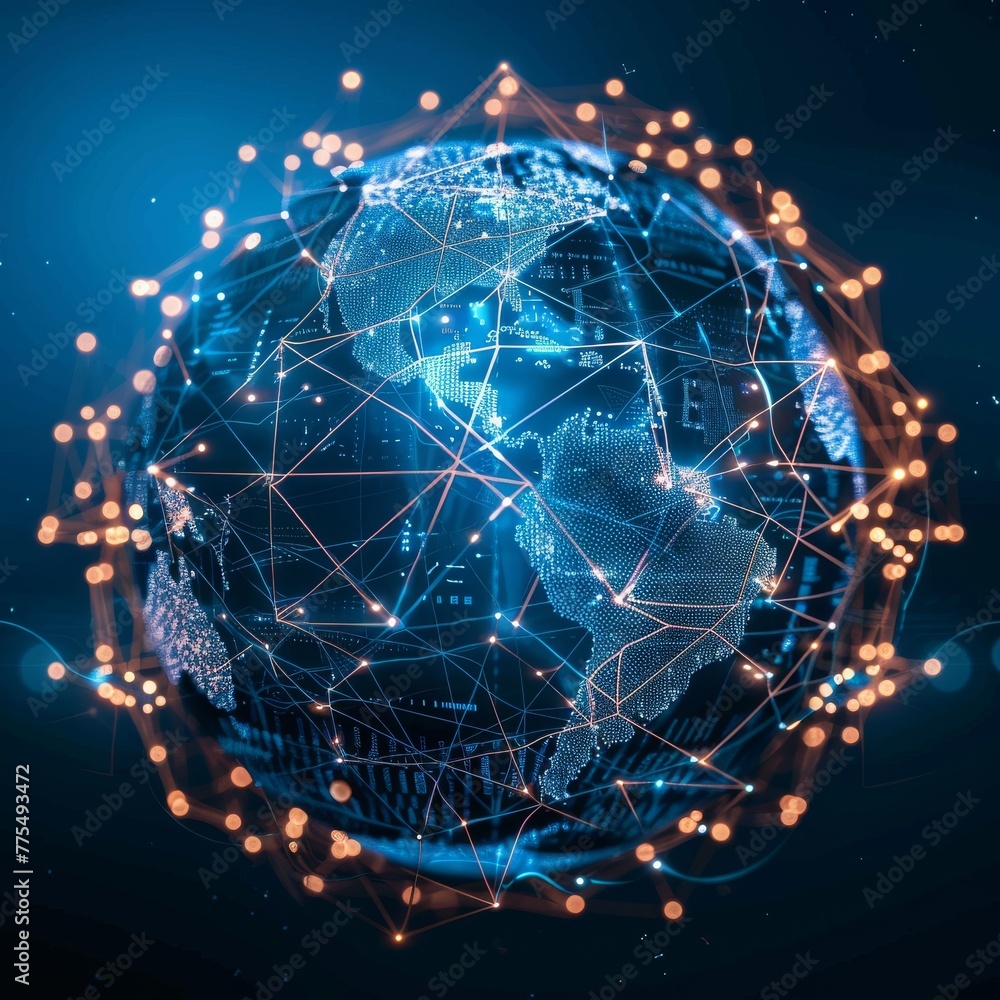 Aufkleber a globe surrounded by a network of connections between businesses, symbolizing globalization and int