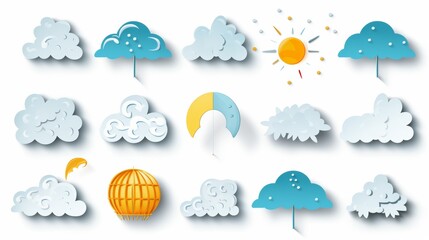 Weather forecast icon set, Vector illustration.