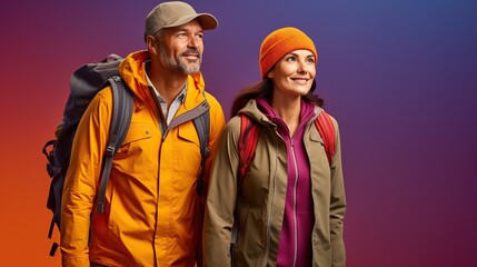 A handsome couple of travelers 