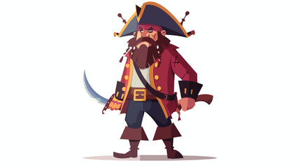 Pirate 2d flat cartoon vactor illustration isolated