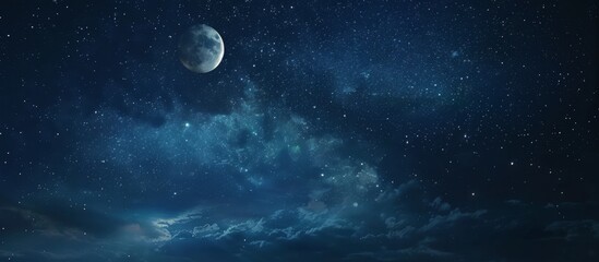 Night sky with stars and moon