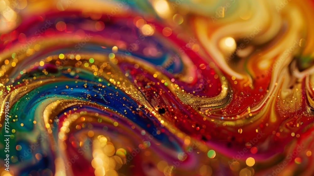 Aufkleber close up view of a vibrant and dynamic swirling pattern, showcasing a mix of colors and shapes in ab