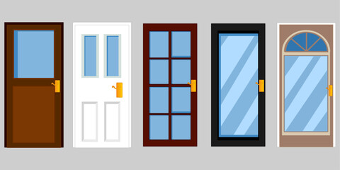 Set of Front Doors. vector illustration.